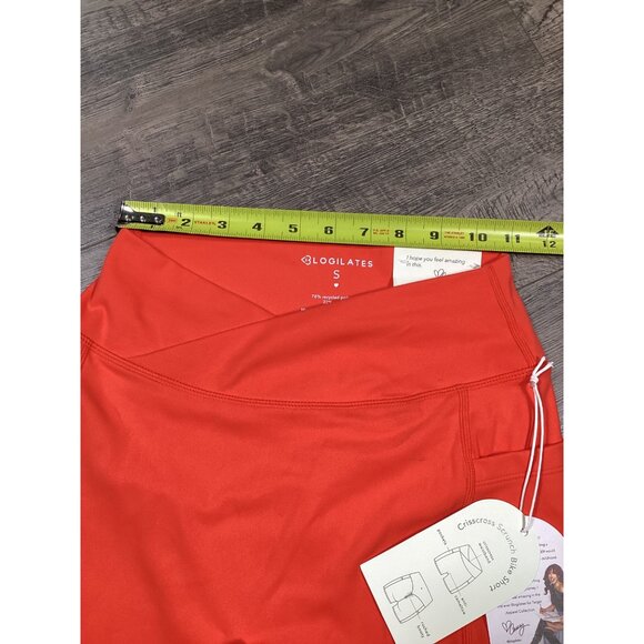 Blogilates Womens Scrunch Bike Short Spicy  Orange Crisscross Workout Size S NEW - Picture 4 of 7